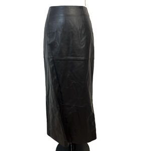 Dana Buchman Long Leather Skirt Women's 8 Black Brown Straight Career Formal